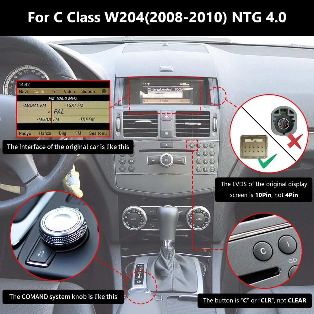 PEMP CarPlay Linux Screen for Mercedes-Benz C-Class W204 — PEMP 6L02