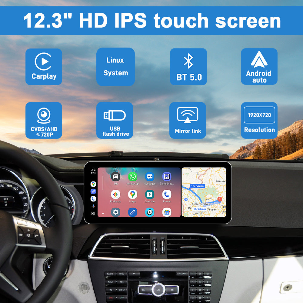 PEMP CarPlay Linux Screen for Mercedes-Benz C-Class W204 — PEMP SL12