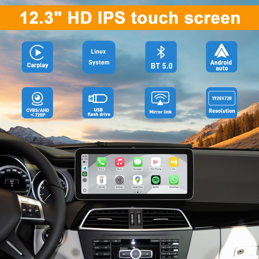 PEMP CarPlay Linux Screen for Mercedes-Benz C-Class W204 — PEMP 7L12